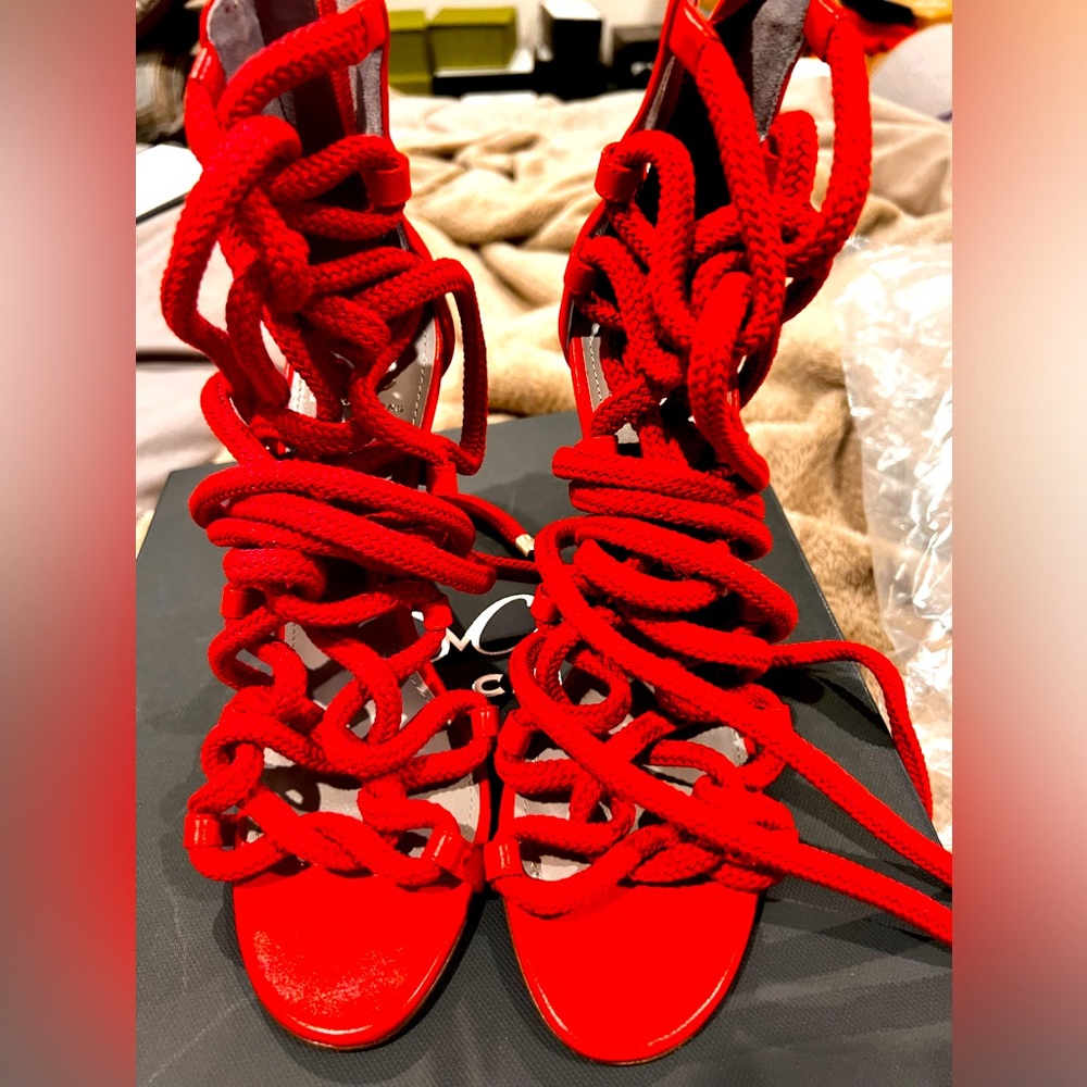 Brand New Monika Chiang Carla Cherry Leather Rope Sandal EU Size 38.5 US 8